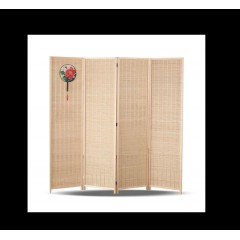 中式竹子实木屏风房间隔断墙客厅卧室折叠移动办公室简约现代屏障 18米高*0.4米宽（四门）