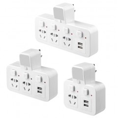 公牛96023U品字型无线插排(2插位+2USB)独立开关一转三防雷