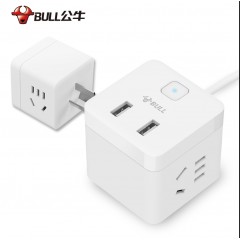 公牛（BULL）GNV-UU312T 大小魔方2插位+USB 插座/新国标插线板/插排/排插/ 防过充小魔方全长1.5米