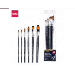 得力73894 舌形尼龙毛画笔(灰色）6支/袋