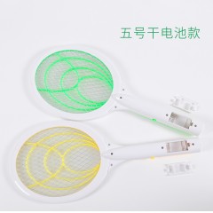 闪电蛙电蚊拍5号干电池式家用灭蚊拍大号电苍蝇拍三层网电蚊子拍（颜色随机）