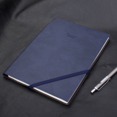 得力22215 商务绑带皮面记事本 96页25K（蓝色）