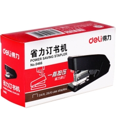 得力（deli）0466 小型省力型订书机/装订器 单指轻松装订 搭配12#钉 可装50枚钉书针 黑色