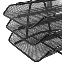 得力(deli)9181 高品质商务三层金属文件盘(座)黑色 1只装