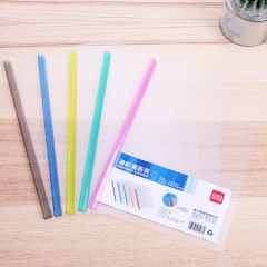 得力(deli)5只彩色套装 透明抽杆文件夹 A4拉杆夹报告夹 5536