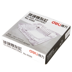 得力9580大号欧式方形玻璃烟灰缸 180*180mm