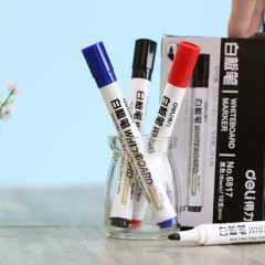 得力(deli)6817色泽明亮可擦易擦白板笔 红色   10支/盒