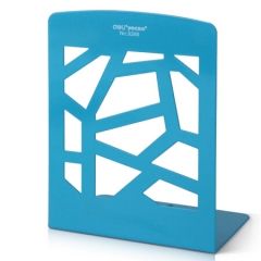 得力(deli)6.5英寸(高16cm)创意镂空铁书立架 金属书靠2片/付 彩色9268