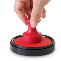 得力9870 φ95mm圆形塑壳快干秒干印台印泥 红色