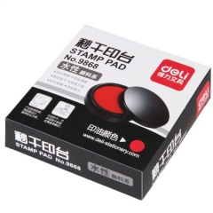 得力9868 φ70mm圆形塑壳财务会计专用秒干印台印泥 红色