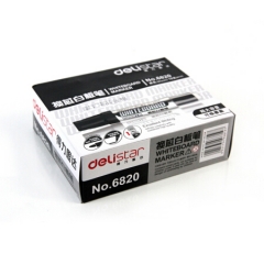 得力(deli)6820黑色换芯白板笔 可擦易擦 10支/盒