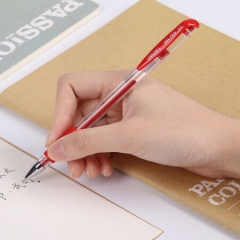 得力(deli)0.5mm半针管红色中性笔水笔签字笔 12支/盒6601