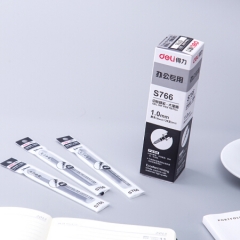 得力(deli)1.0mm黑色中性笔水笔签字笔替芯 子弹头20支/盒S766