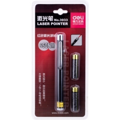 得力(deli)3933 钢笔造型便携式激光笔/无线演示器 黑/银随机 红光