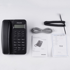 飞利浦（PHILIPS）TD-2808 有绳电话机 免电池/来电显示电话机/家用/办公座机/免提电话机（黑色）