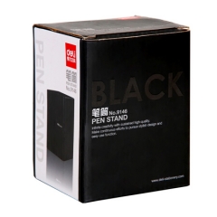 得力(deli)9146金属钢制桌面笔筒 商务办公收纳盒 黑色