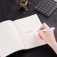 得力22215 商务绑带皮面记事本 96页25K（蓝色）