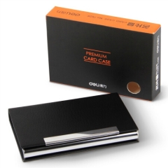 得力(deli)7628便携商务名片盒 男女办公皮面名片夹 颜色随机