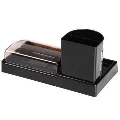 得力(deli)带笔筒桌面用品收纳盒 多功能组合办公盒 黑色903