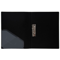 得力(deli)5301 实用文件夹 A4单强力夹+插袋 黑色 单只装