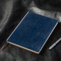 得力(deli)25K/160页商务皮面本/办公记事本笔记本子 深海蓝3186
