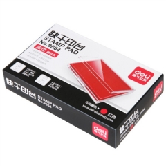 得力9864透明外壳方形快干印台印泥 137*88mm 红色