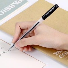 得力(deli)0.5mm半针管黑色中性笔水笔签字笔 30支/桶S52