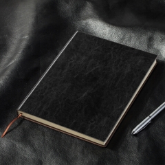 得力(deli)16K/160页商务皮面本/办公记事本笔记本子 商务黑3185