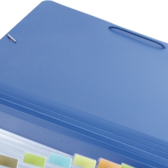 齐心F4302  12格易分类 松紧带式风琴包/文件夹/票夹 蓝色 办公文具