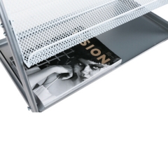 得力(deli)三层金属报刊杂志架书刊架 宣传册展示架635*360*1275mm 9308