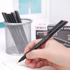 晨光(M&G)MG2180黑色0.5mm碳素中性笔纤维头签字笔水笔 12支/盒