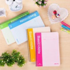 得力(deli)12本A5/50页螺旋装订本软抄本/记事本笔记本子 7682