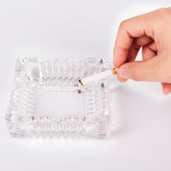 得力(deli)120*120mm中号欧式方形玻璃烟灰缸 茶几摆件9578