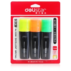 得力(deli)3色标记醒目荧光笔 水性记号笔 (橙+绿+黄)3支/卡33208