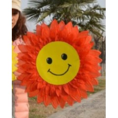 仿真向日葵花笑脸幼儿园舞蹈道具花学校运动会儿童演出手拿道具59cm大红色笑脸多层向日葵