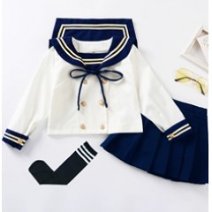 日系正统儿童水手服小学生JK制服女童百褶裙校服班服长袖演出套装
