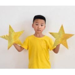 镭射反光黄色五角星大合唱红歌道具红星闪闪歌演出用品运动会道具