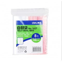 得力3027自封袋8号（240ｘ170mm）100个/包